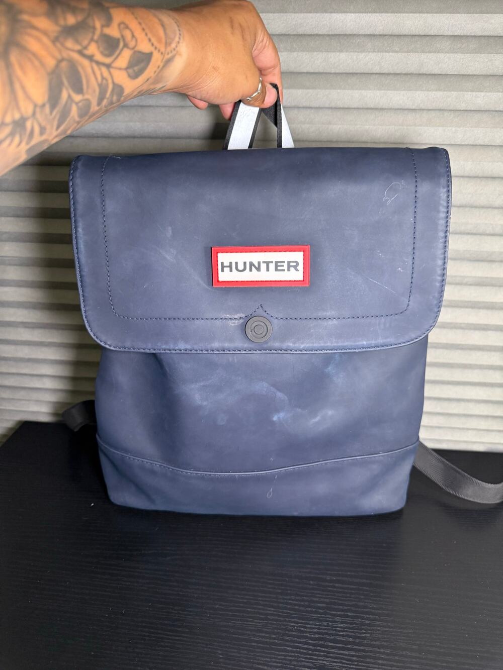 Hunter for Target Limited Edition Navy Rubber Backpack Waterproof Roll Top Bag